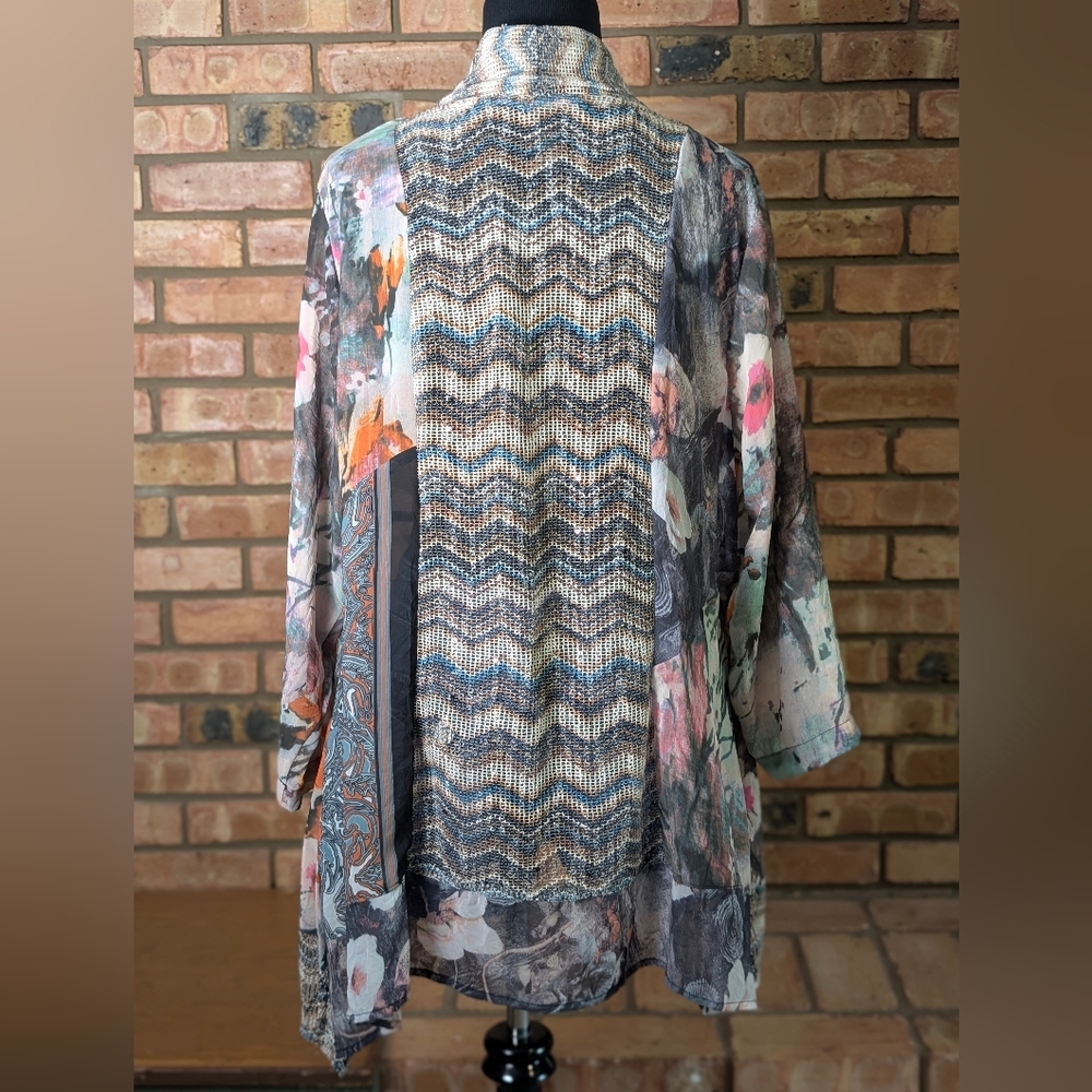 Ali Miles Floral Patchwork Patterned Open Cardiga… - image 3